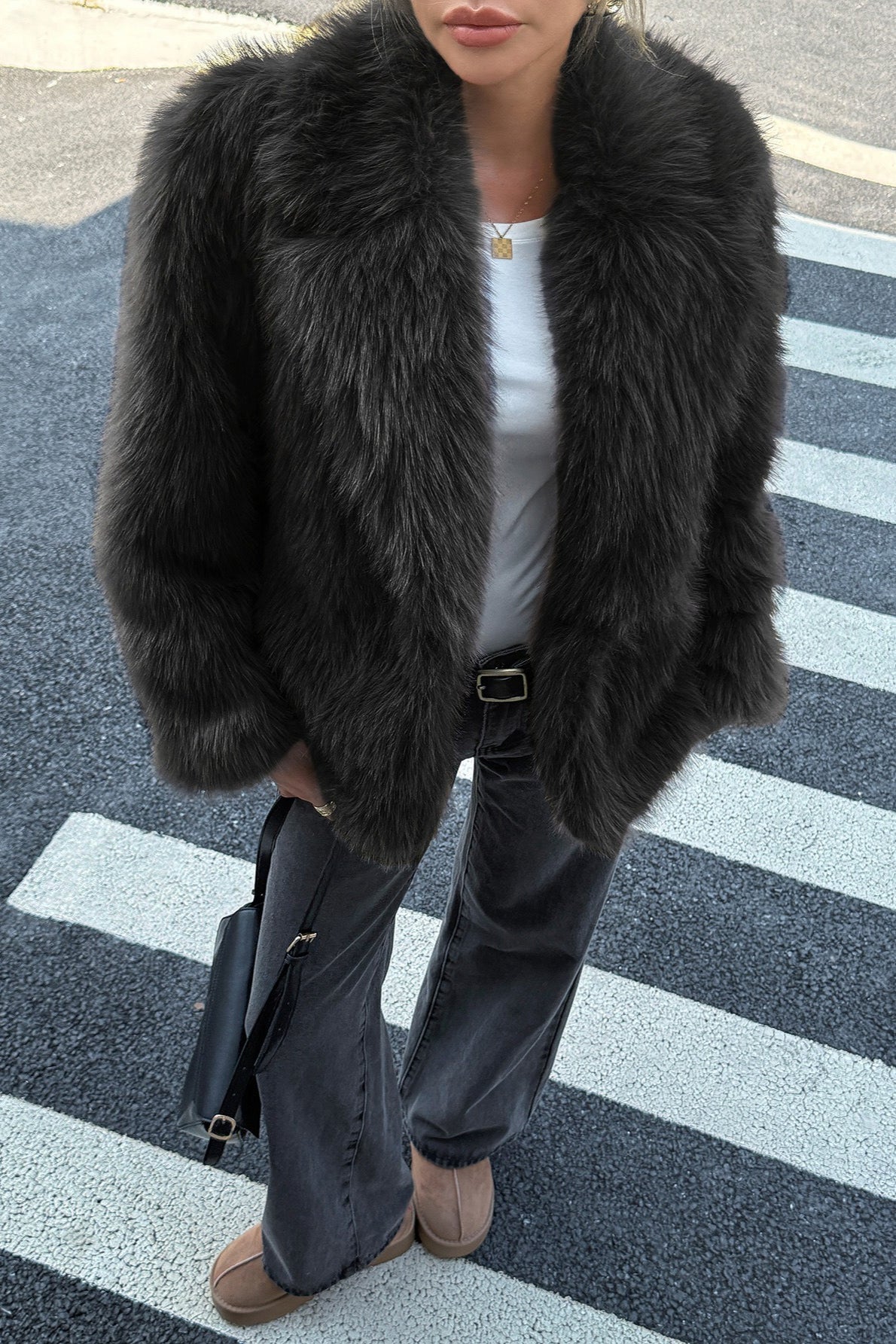 Weicher Plüsch Freizeitmantel mit langen Ärmeln