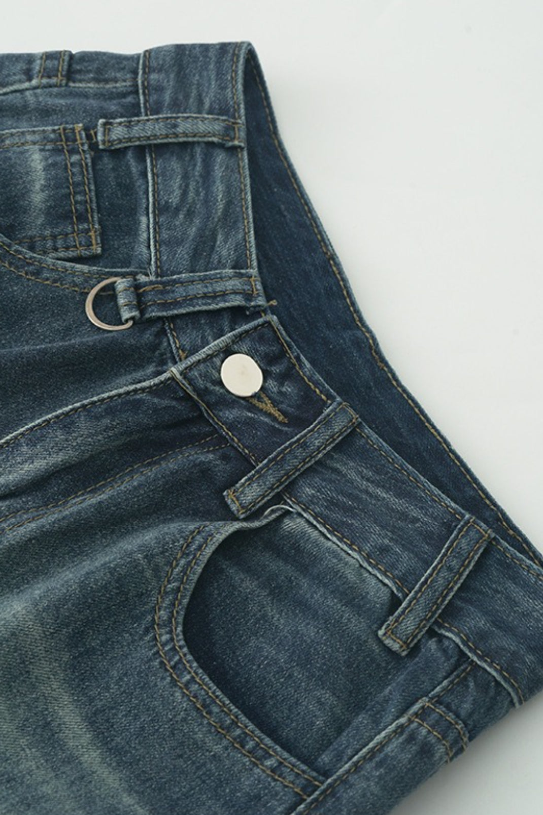 Vintage Washed Whisker High Waist Loose Jeans