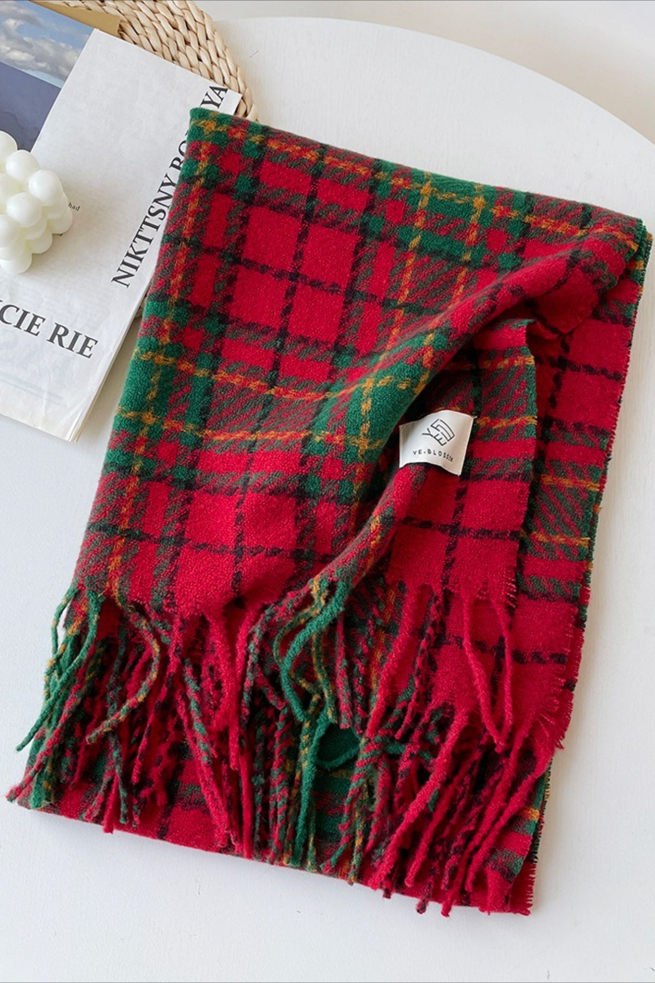 Soft Plaid Mohair Blend Scarf