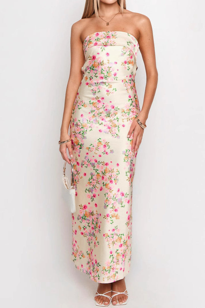 Off Shoulder Backless Maxi Floral Dress