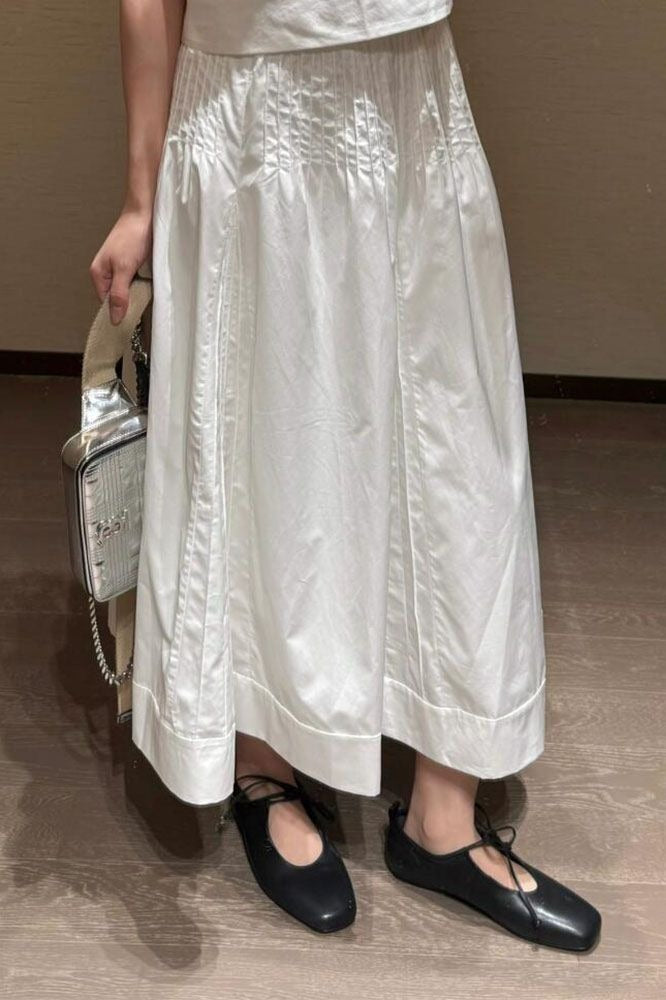 Gonna lunga bianca dolce a vita alta unica e giovanile