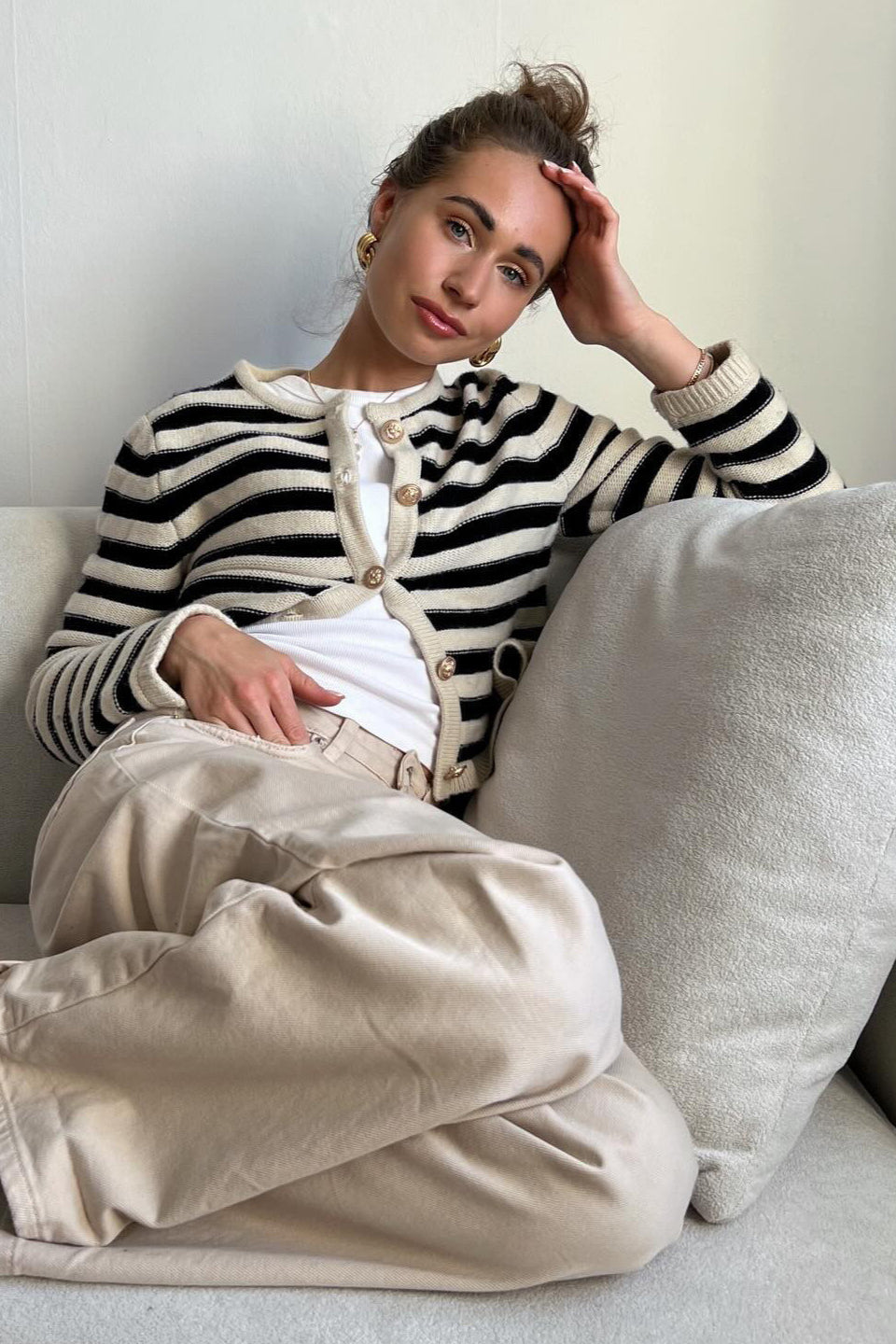 Lightweight Striped Knit Cardigan