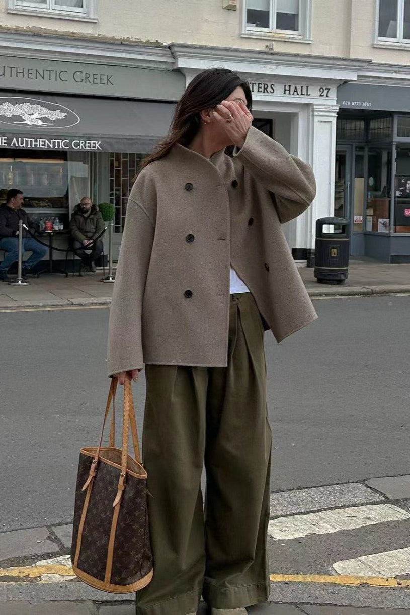 Short Double-Breasted Wool Jacket