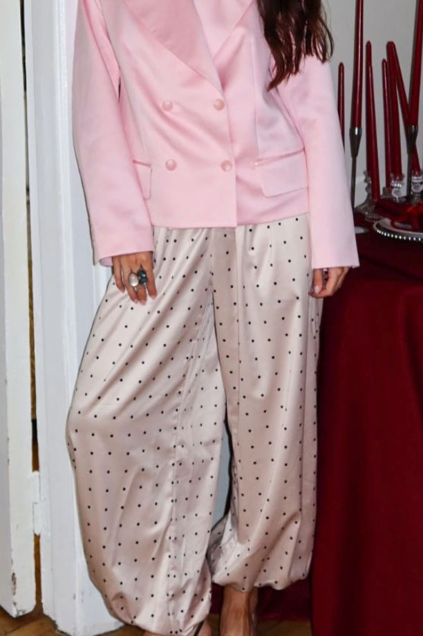 Polka Dot Satin Loose Pants
