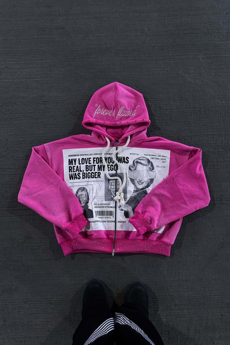 Moletom Street com Capuz, Blocos de Cor e Strass