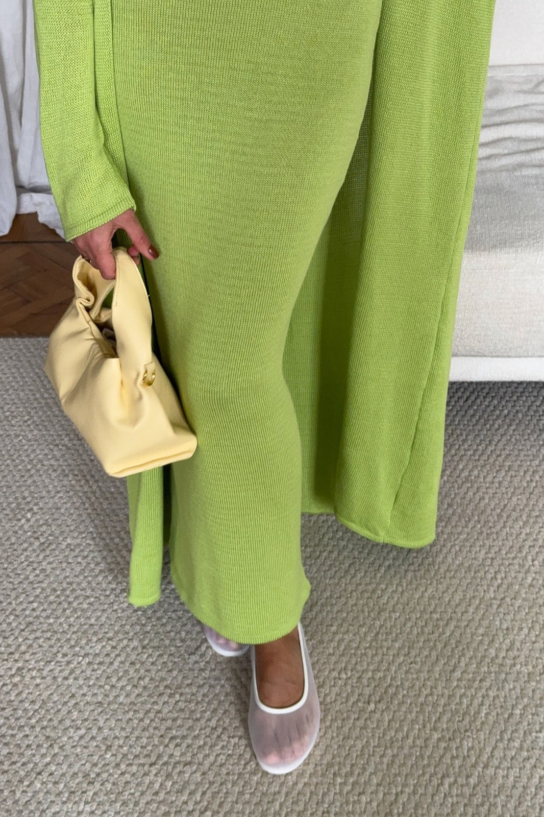 Ensemble deux pièces moulant en tricot de coton à col en V profond