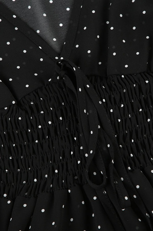 Haut court ajusté à col en V transparent à pois