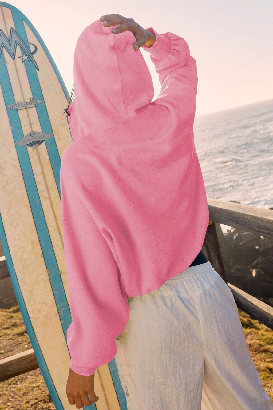 Sweat-shirt court uni à cordon de serrage sportif