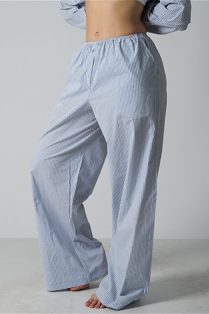 Lehké pruhované elastické volné kalhoty