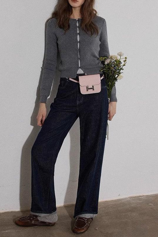 Farbblock Schein-Zweiteiler Strickjacke