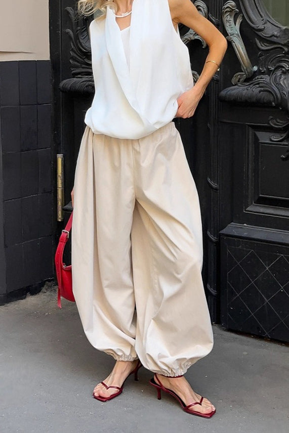 Pantalones casuales sueltos de algodón estilo farol urbano