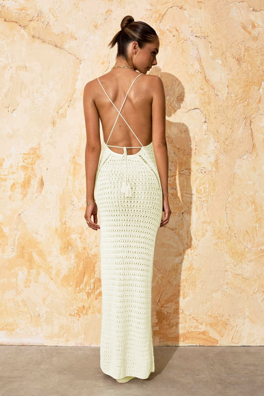 Kleid mit festem Stricküberzug im Boho-Stil