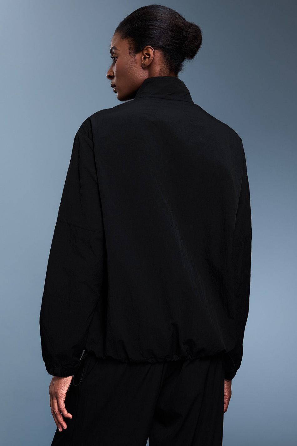 Sweat-shirt ample uni à demi-fermeture éclair sportif