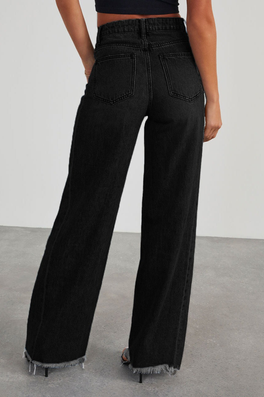 Jean large lavé minimaliste uni