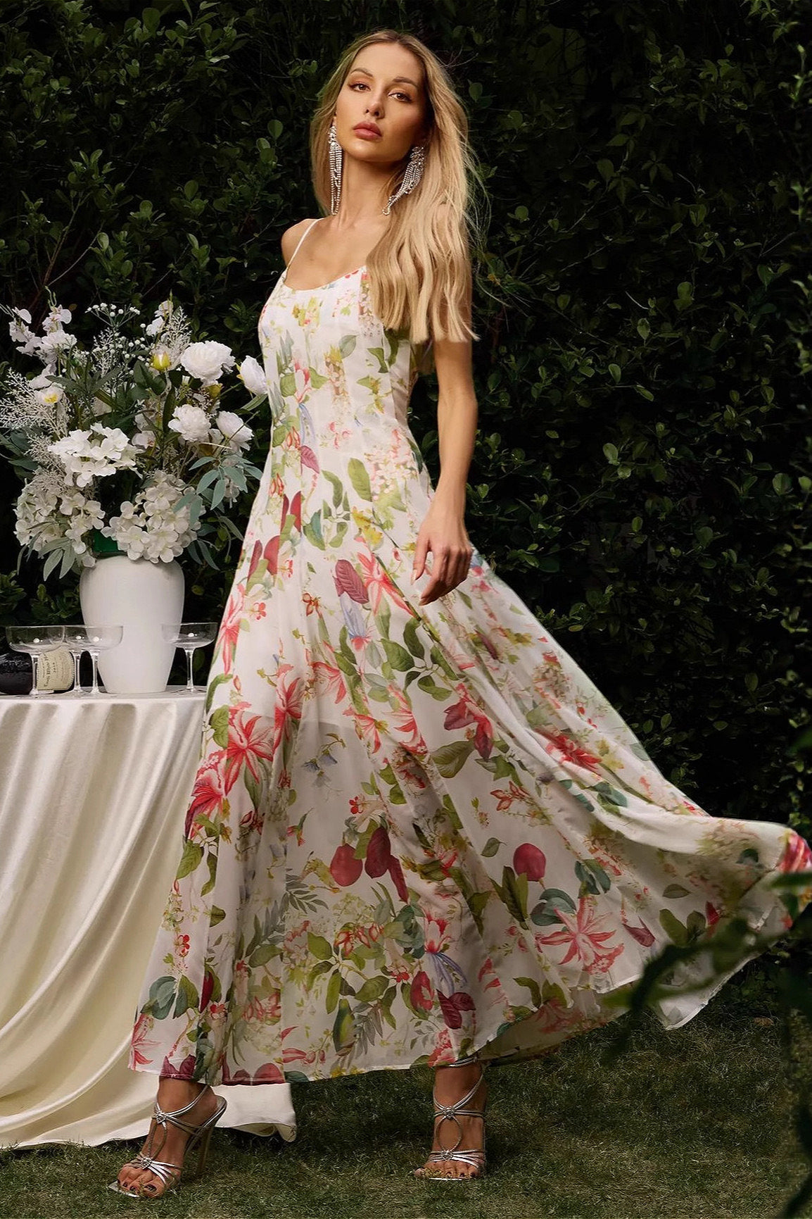 Vestido Sexy Slim Cami con Estampado Floral