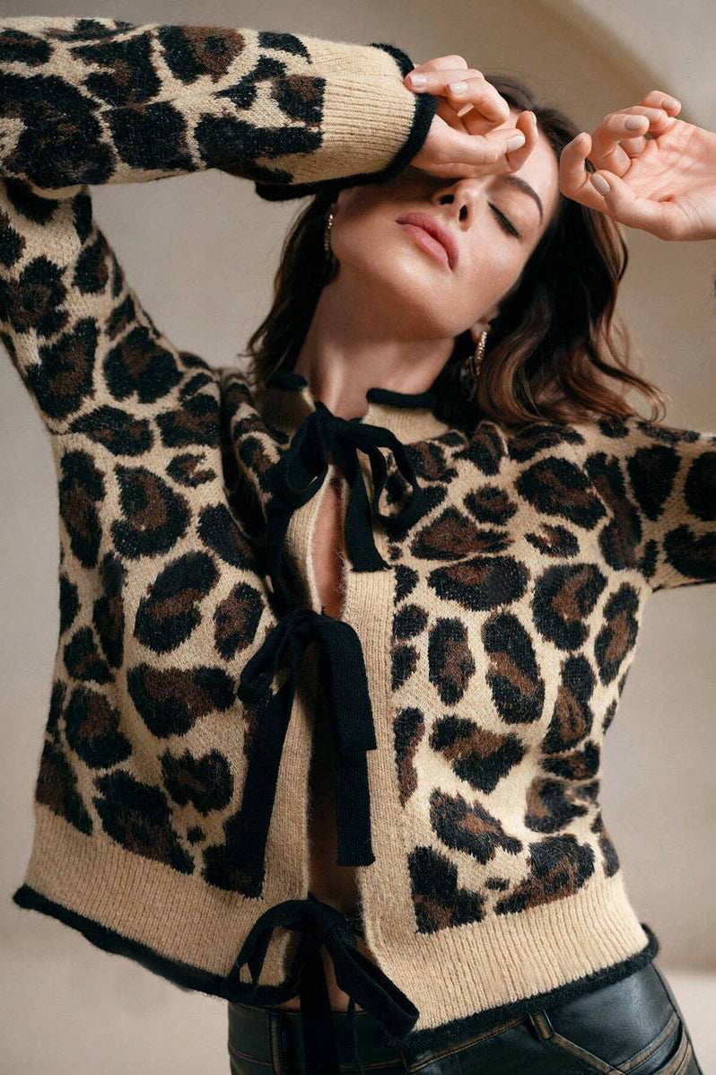 Slouchy Leopard Knitwear Cardigan