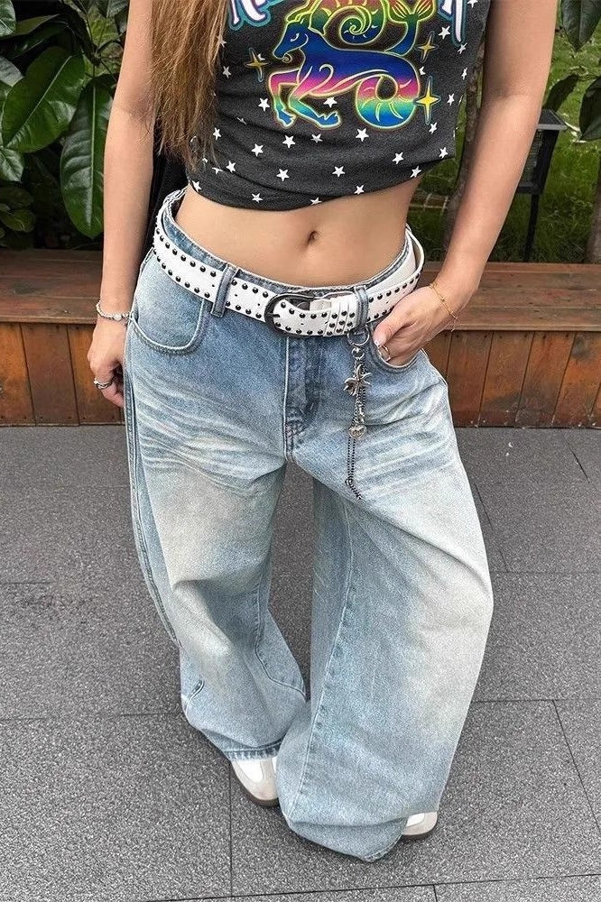 Jeans Vintage Claro com Bolsos Costurados e Estilo Chic