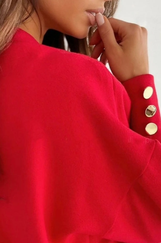 Pullover mit V-Ausschnitt und Knöpfen aus Strick