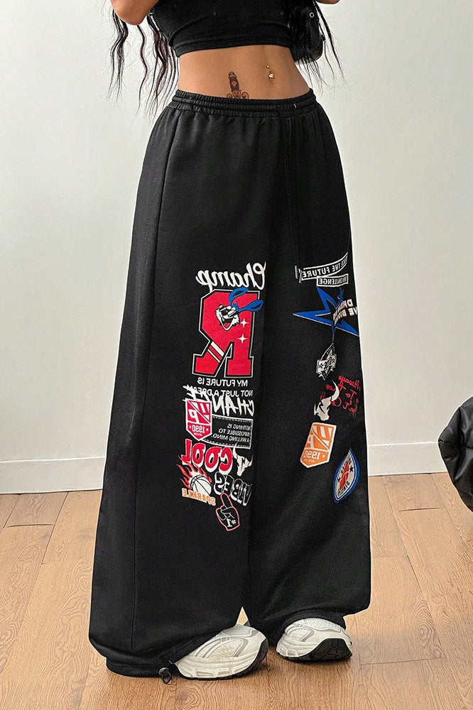 Bedruckte lockere Freizeithose im Hip-Hop-Stil