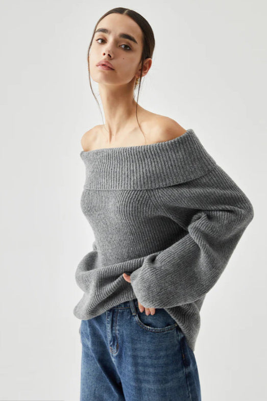 Schulterfreier Strickpullover