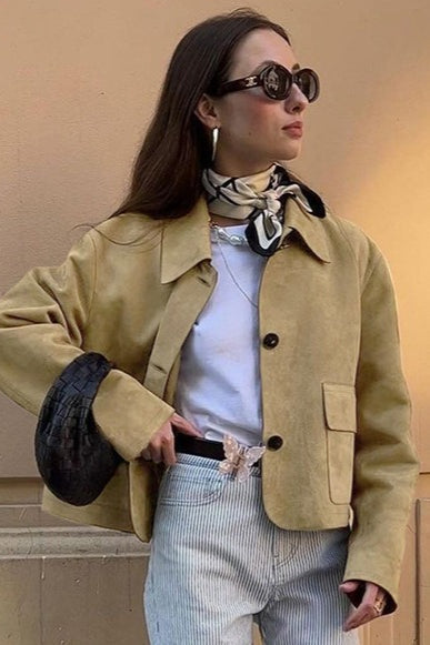 Suede Lapel Vintage Jacket