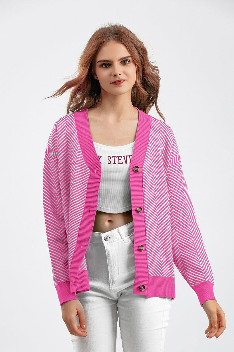 Langärmliger weiter Strickjackenpullover