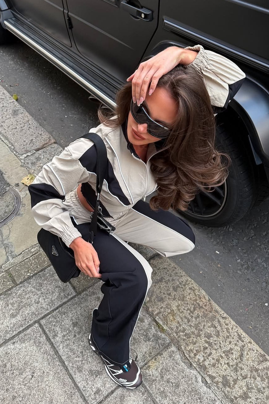 Conjunto Chic de Dos Piezas con Parche Asimétrico