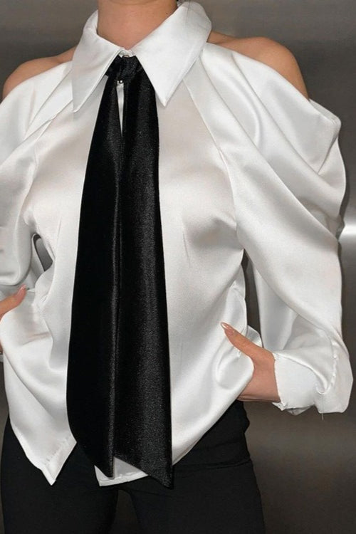 Professionelle schicke Bluse mit Kragen und langen Ärmeln