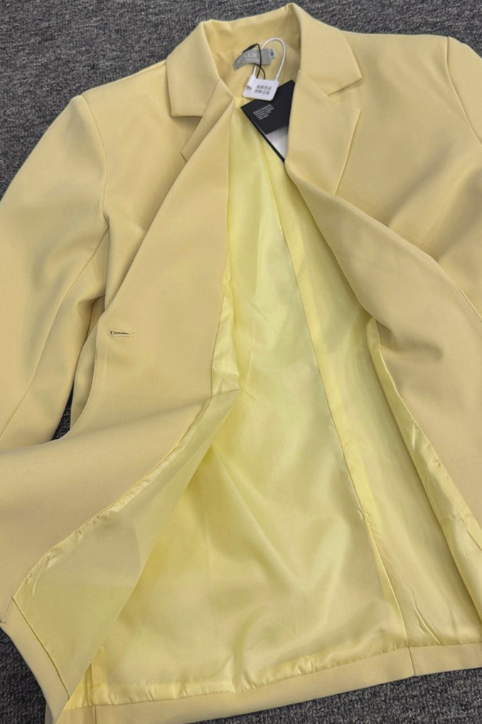 Loose Fit Blazer and High Waist Skirt Two Piece Short Set