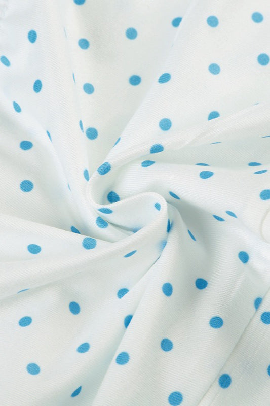 Haut court à bretelles nouées en V à pois