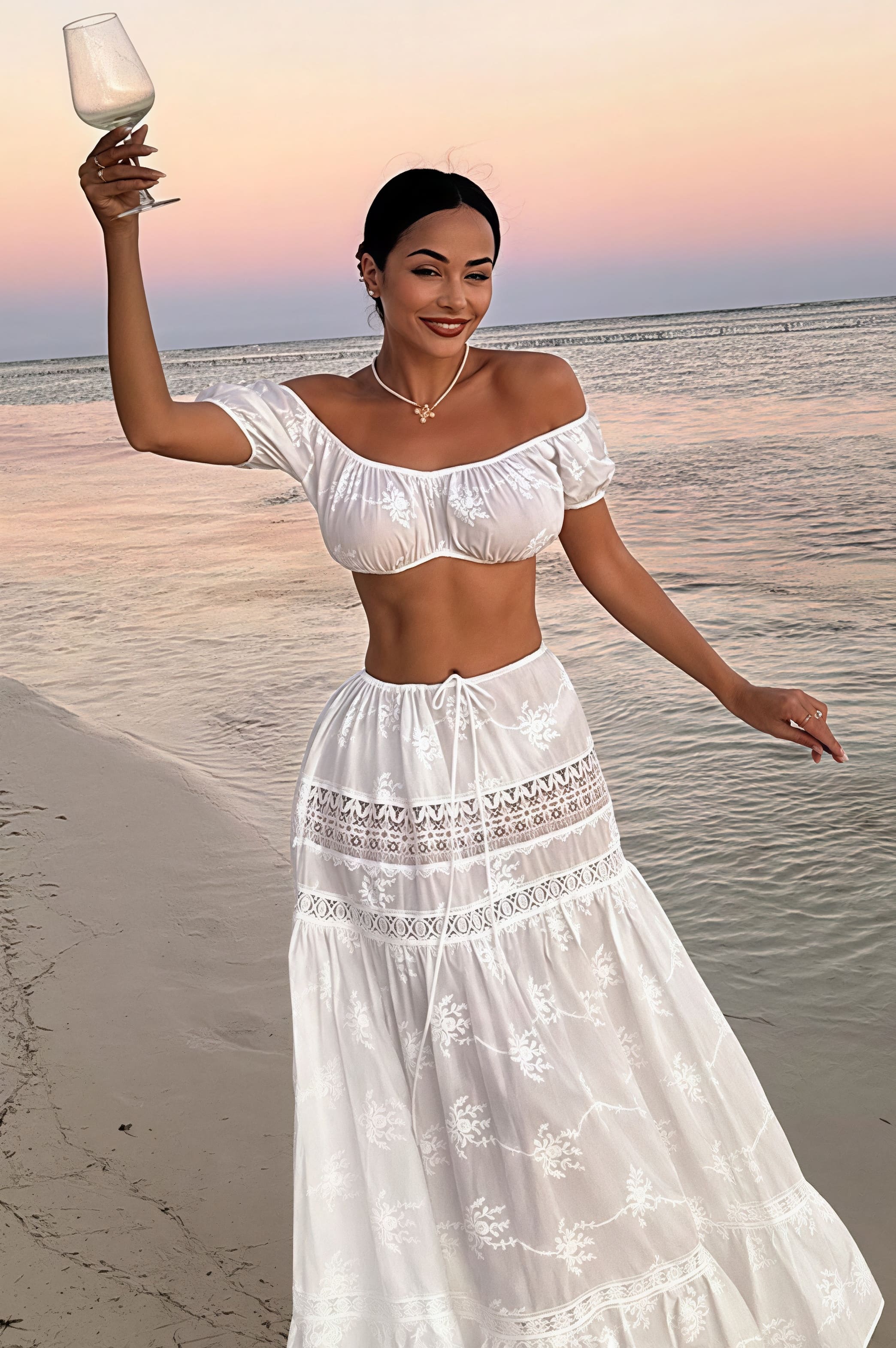 Sada čisté touhy: krátký top a sukně s vysokým pasem