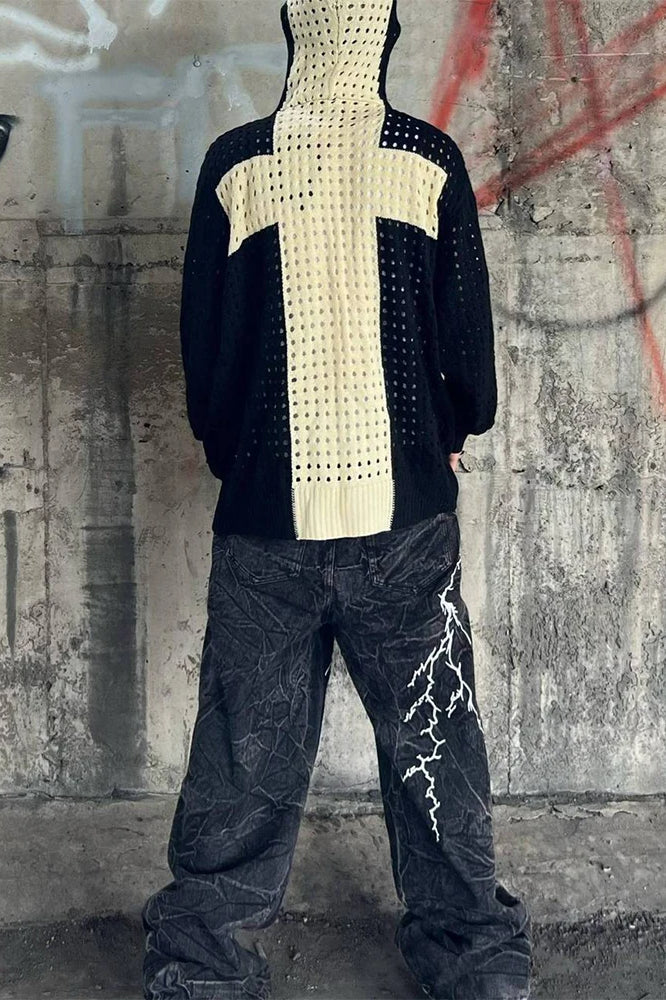 Vintage Mesh Oversized Hoodie