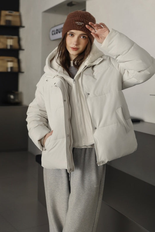 Steppjacke mit Besatz aus Kunstpelz, kurz geschnitten