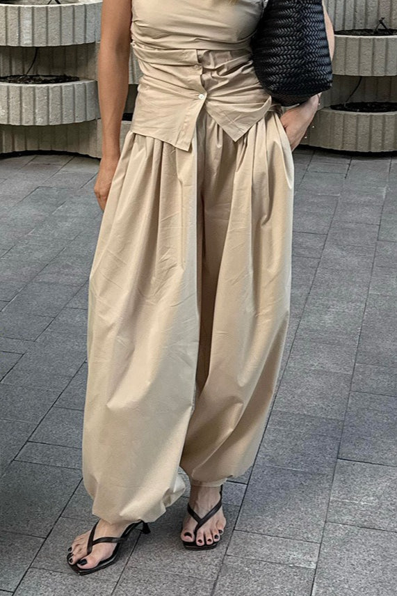 Pantalones casuales sueltos de algodón estilo farol urbano