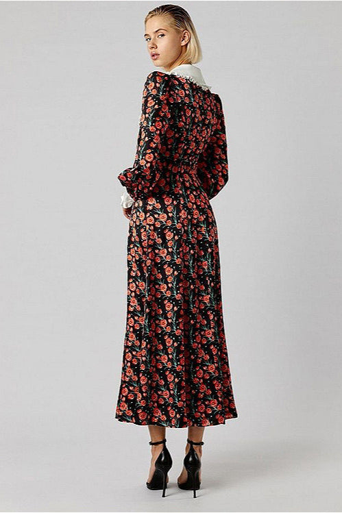 Kragen Tailliert Modisches Blumenkleid