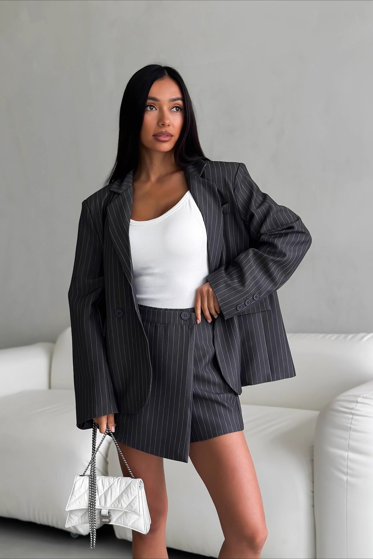 Elegant Blazer Two Piece Shorts Set