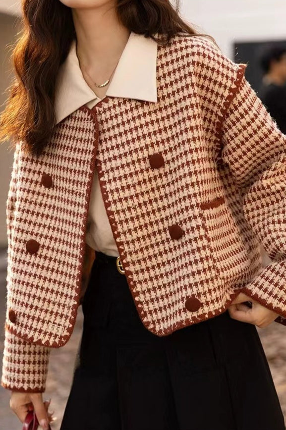 Chaqueta corta de pata de gallo de tweed