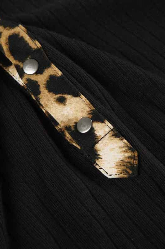 Blusa lavorata a maglia con scollo a V Leopardato