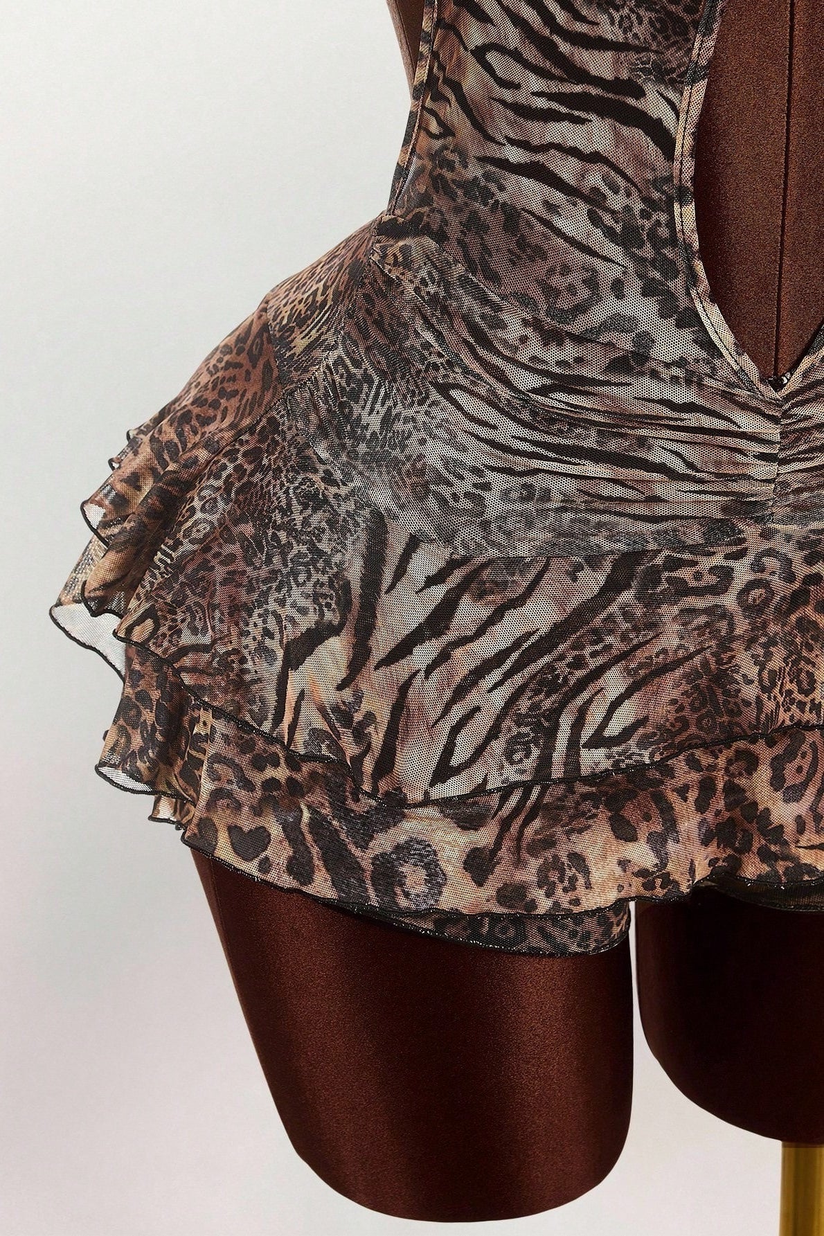 Leopard Print Sexy Halter Tie Tiered Mini Dress