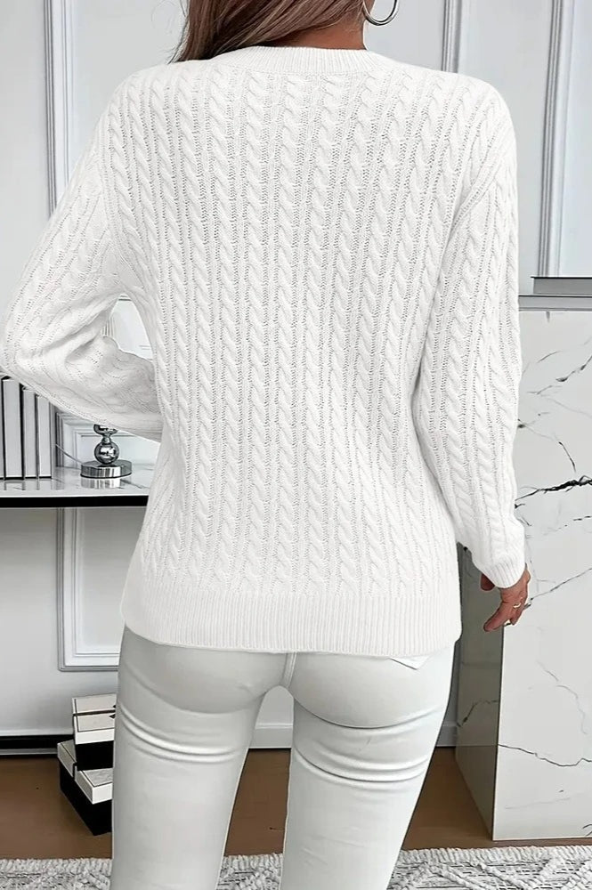 Lässiger Rundhalsausschnitt Strickpullover