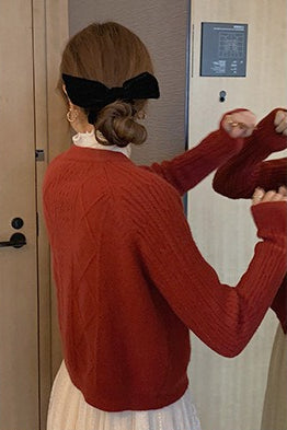 Cardigan court côtelé d'époque