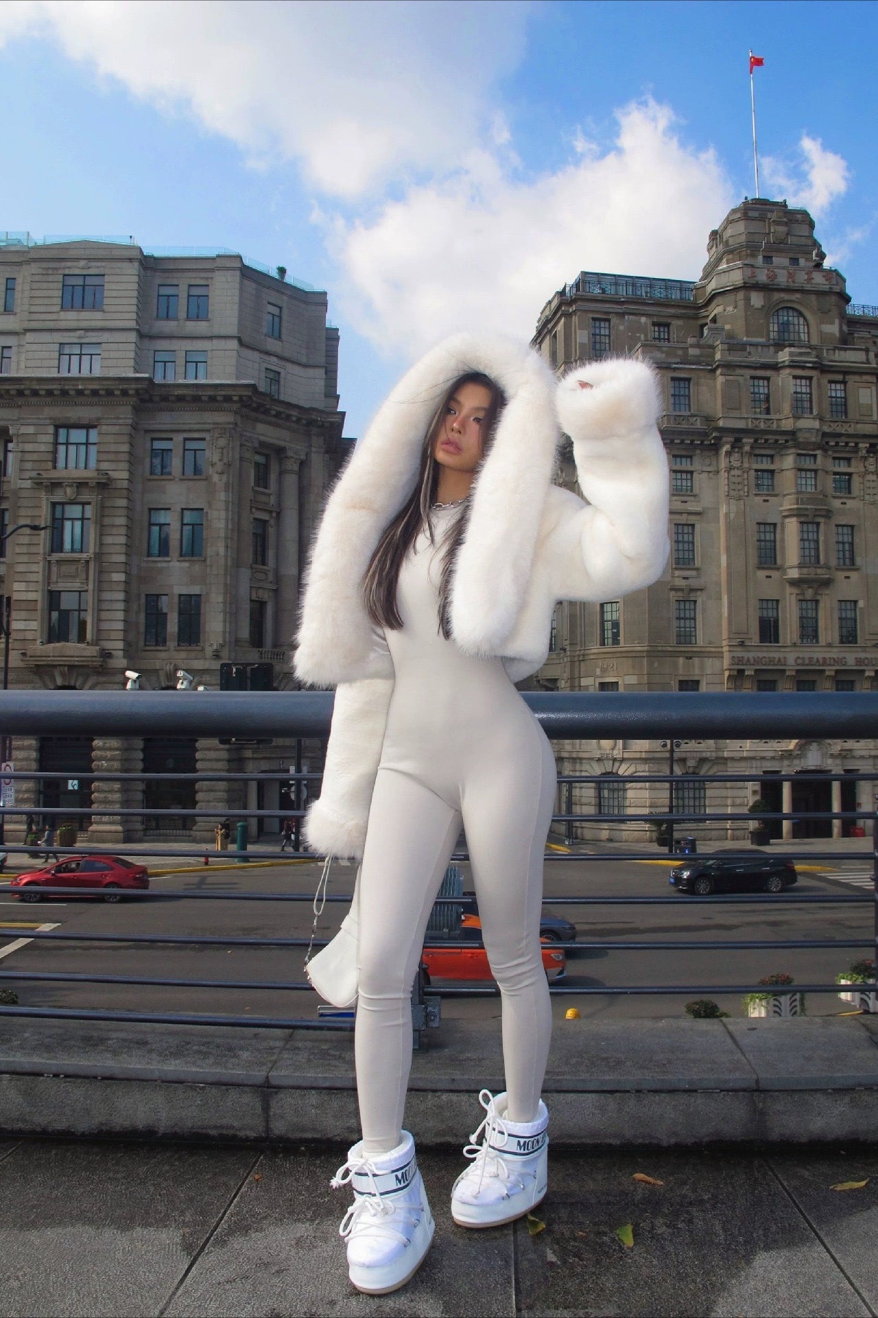 Einfarbiger Plüschwarmer Kurzer Kapuzenmantel