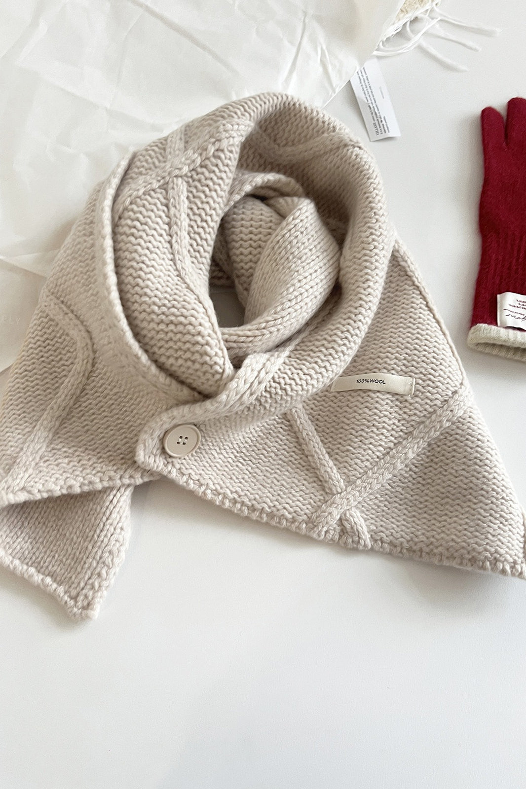 100% Wool Buttoned Convertible Scarf