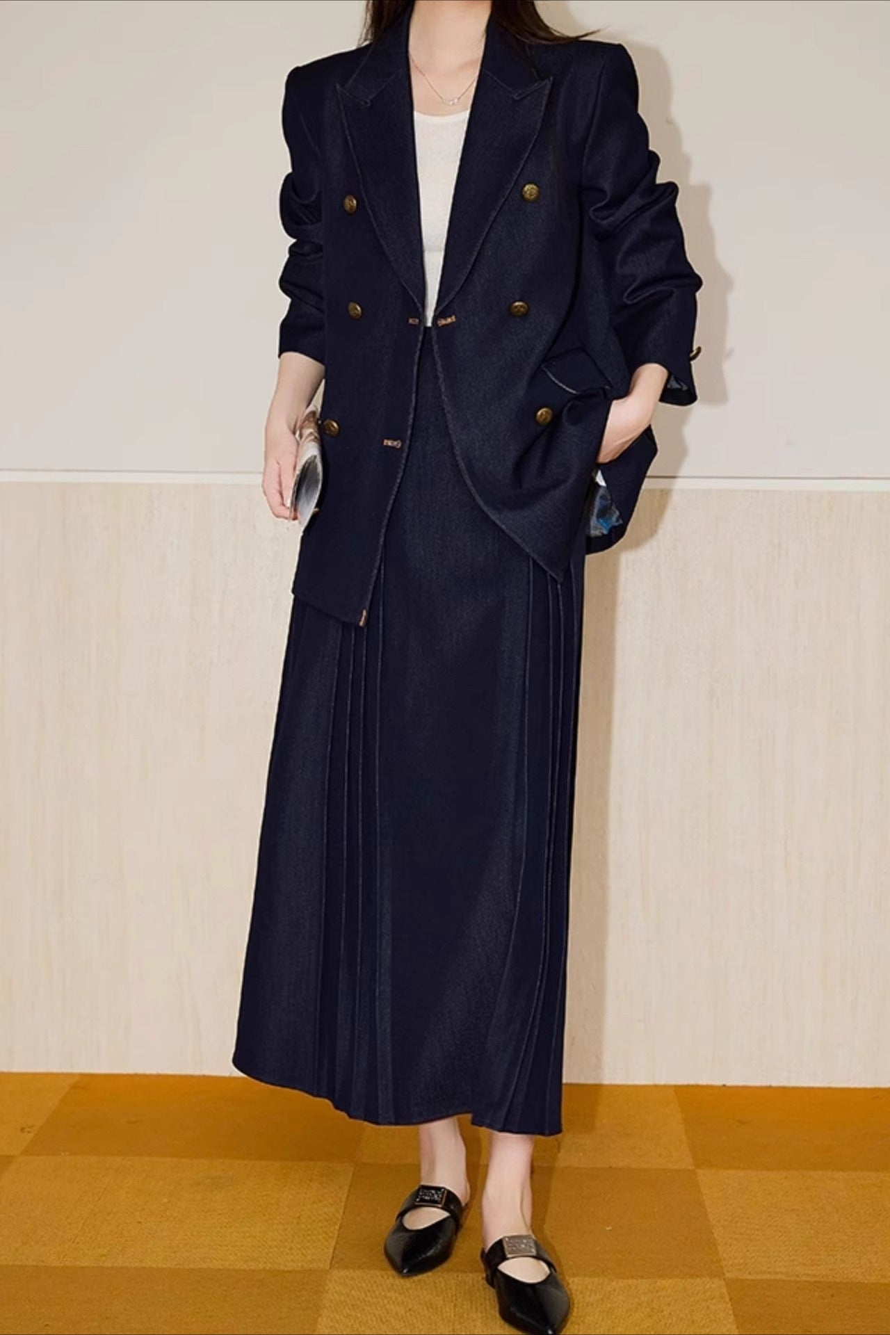 Blazer cruzado de sarga