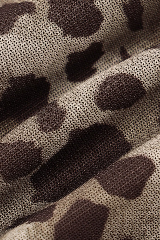 Gerüschtes Leopardenmuster-Körperanzug-Bauchfreies Oberteil