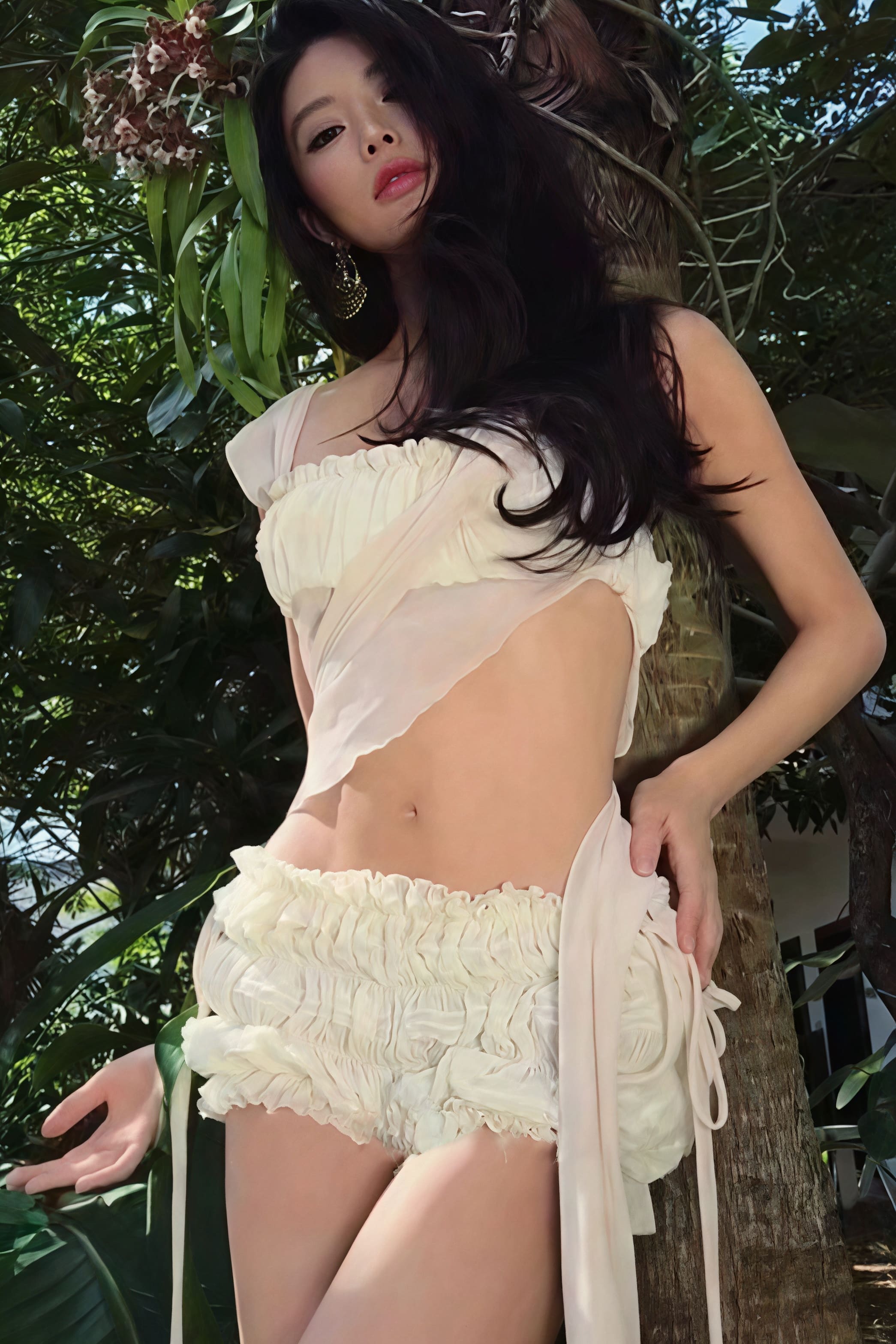 Solid Seersucker Slim Chic Cami Shorts Two Piece Set