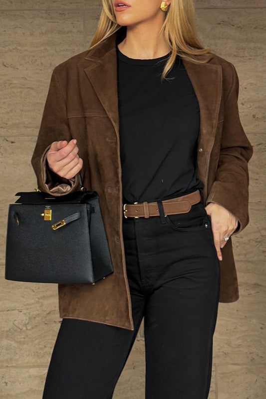 Distressed Suede Relaxed Fit Jacket