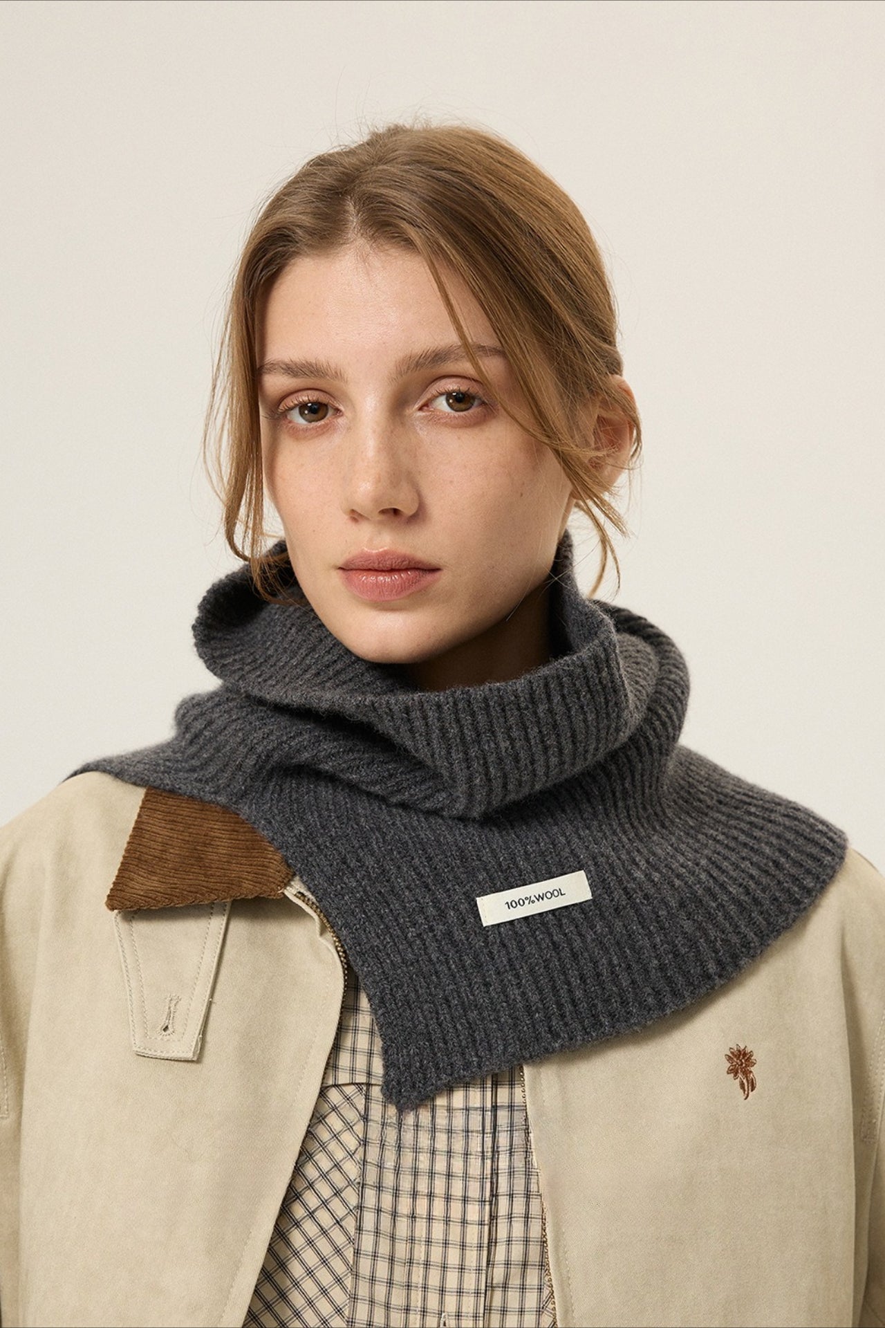 100% Wool Knitted Layered Split Scarf