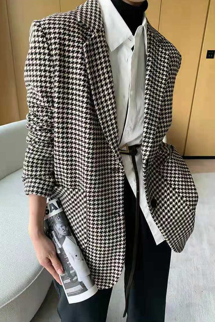 Blazer de lana con patrón pata de gallo