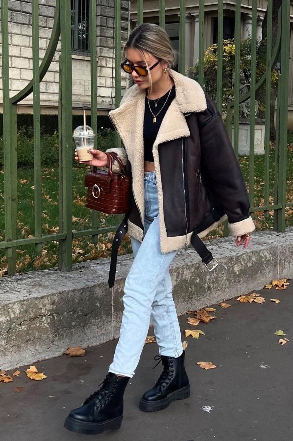 Mehrfach-Reißverschluss Kunstlammfell Langjacke